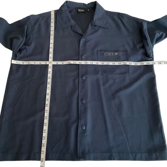 Fox Dress Shirt Collar Snap Button Front Blue 1 Pocket Short Sleeve Men XL - Picture 3 of 13